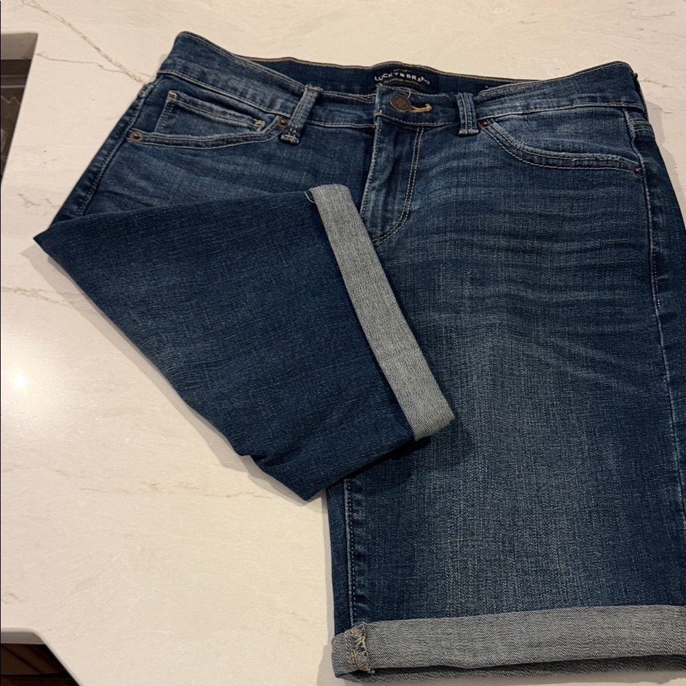 Lucky Brand Womens Dark Blue Women's Cuffed Jean Shorts